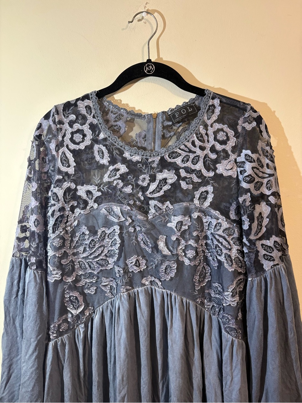 Women’s Slate Blue Floral Lace Tunic Top - Unknown Brand - Picture 3 of 12